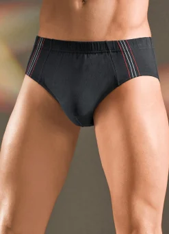 Herren BADER Viererpack Slips, uni mit seitlichen Kontrasten
