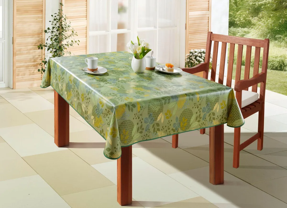 BADER Wachstuch-Tischdecke mit Blätter-Motiv