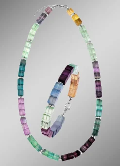 Damen BADER Wunderschöne Garnitur mit Hämatit, beh. und Fluorit in Multicolor