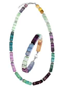 Damen BADER Wunderschöne Garnitur mit Hämatit, beh. und Fluorit in Multicolor