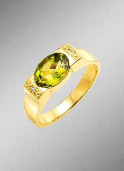 Damen BADER Zeitlos eleganter Damenring mit echt Peridot und 2 Diamanten