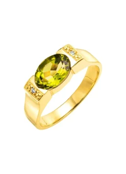 Damen BADER Zeitlos eleganter Damenring mit echt Peridot und 2 Diamanten