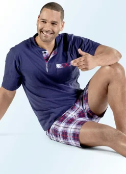 Herren BADER Zweierpack Shortys mit Knopfleiste, Brusttasche und schönem Karodessin