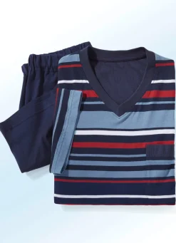 Herren BADER Zweierpack Shortys mit V-Ausschnitt und garngefärbtem Ringeldessin
