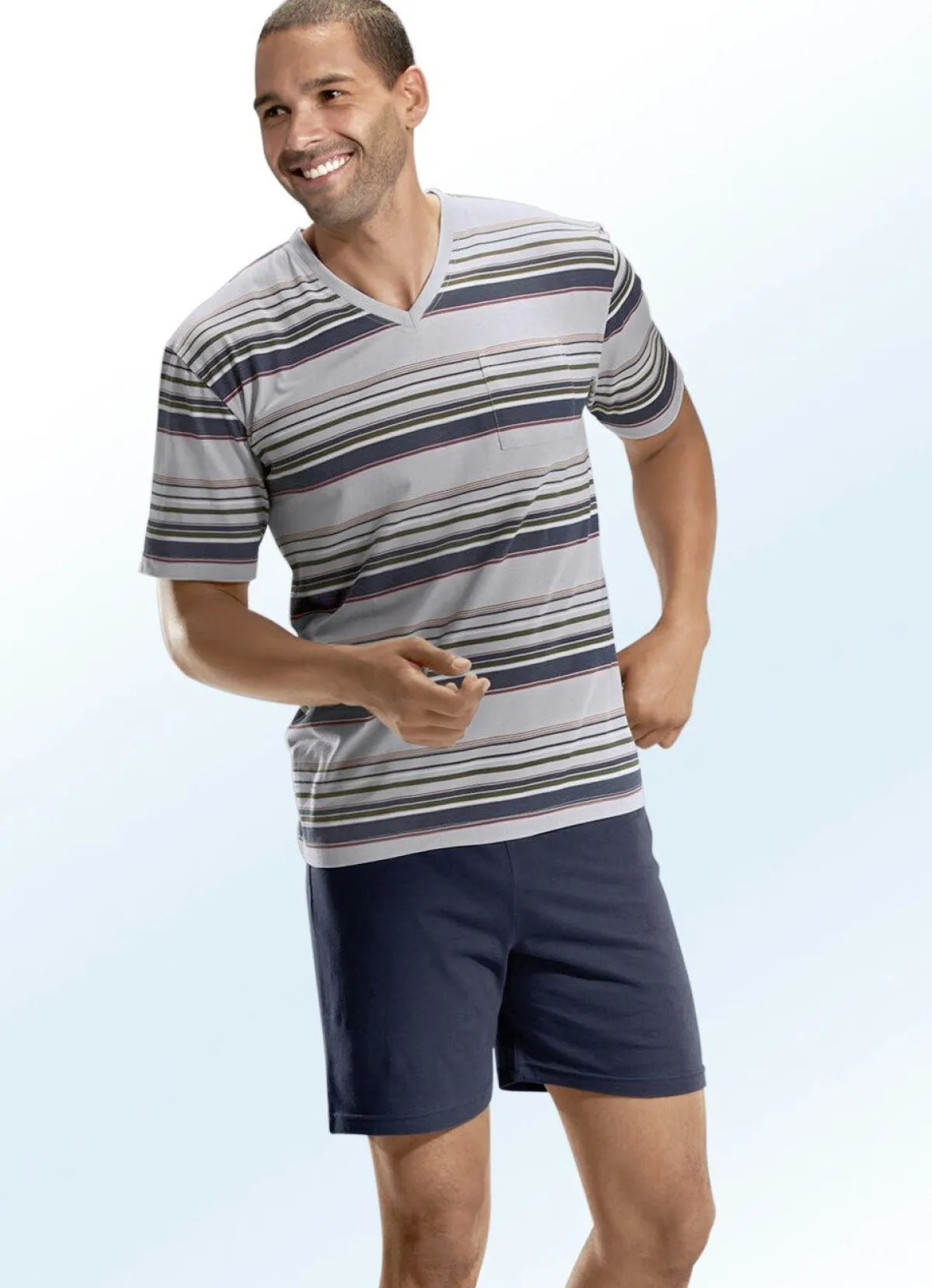 Herren BADER Zweierpack Shortys mit V-Ausschnitt und Brusttasche