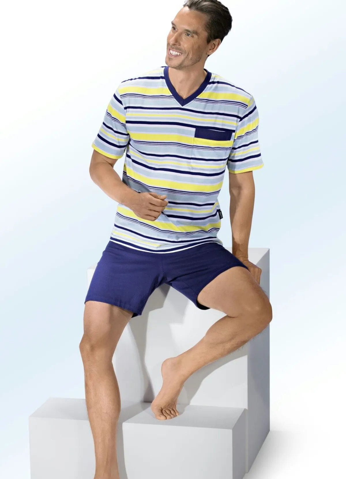 Herren BADER Zweierpack Shortys mit V-Ausschnitt und Brusttasche